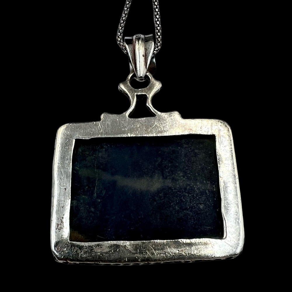 Sterling Silver 925 Blue Stone Rectangular 1”X 1.… - image 3